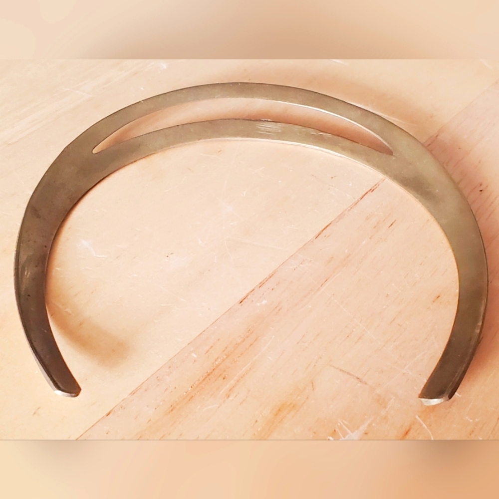 Vintage Solid Brass Double Layer Choker Necklace. - image 5